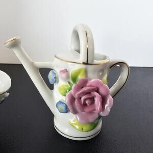 Vintage MINI Figurines Basket And Watering Can Made In Occupied Japan